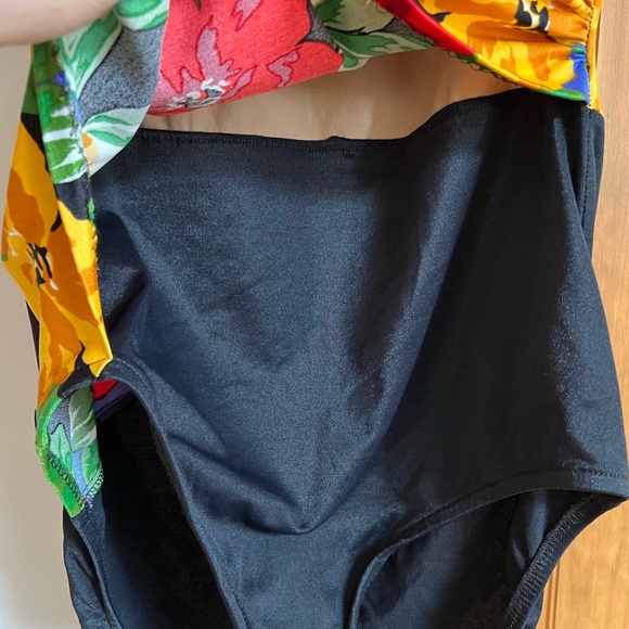 Sirena VTG Swimsuit Bathing Suit Strapless Floral Black SIZE 14 - Picture 3 of 9